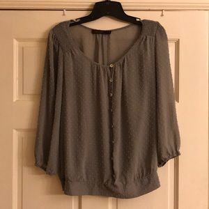 Gray Blouse with Textured Dot Detail (The Limited)